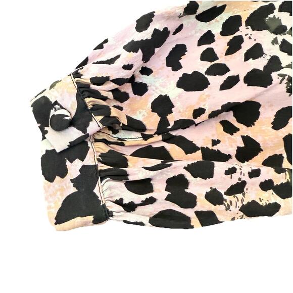 Veronica Beard Multicolor Leopard Print Lety Silk Top Size 4 Pastel Black Blouse - Picture 6 of 11